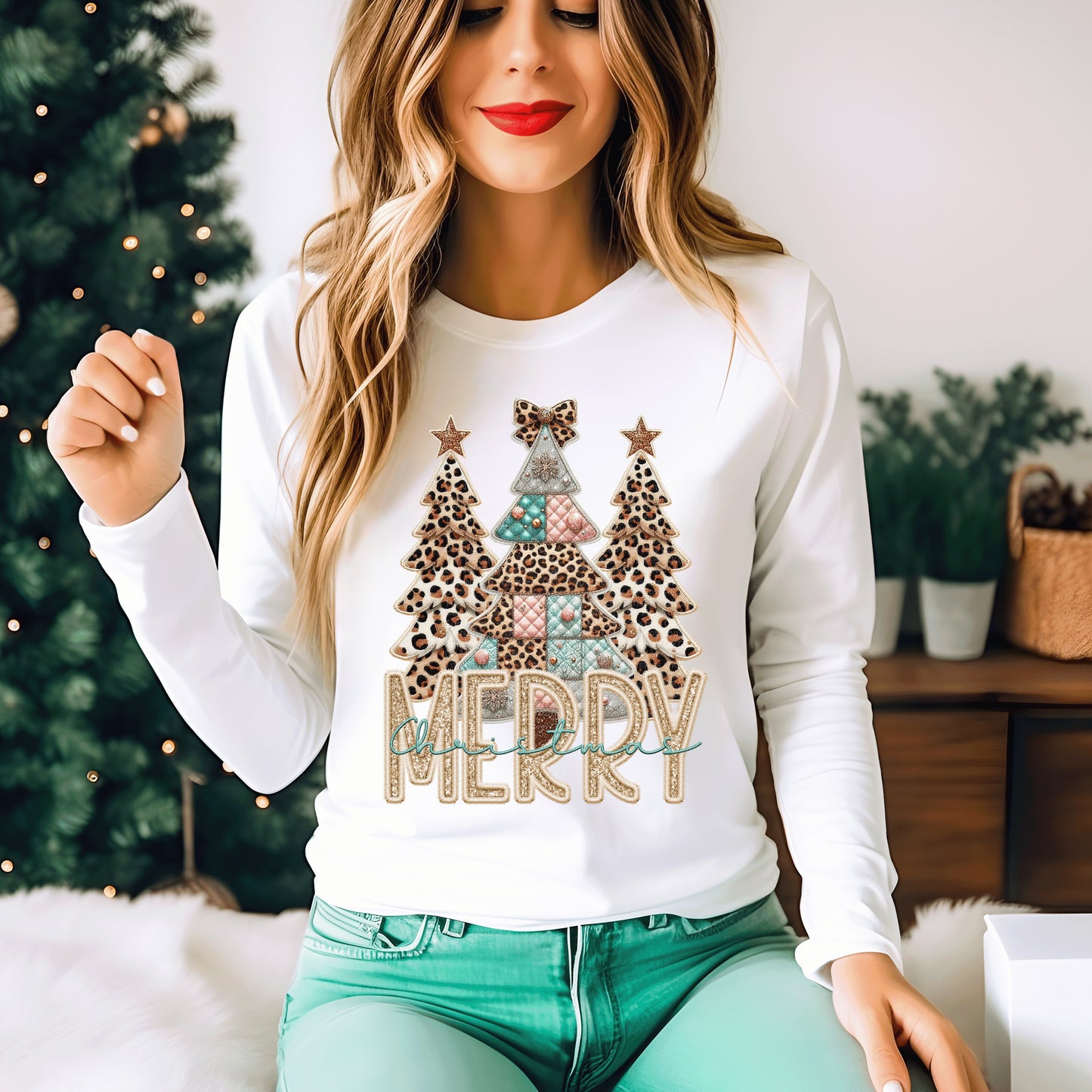 RTS ADULT Merry Patchwork Christmas Trees DTF Transfer