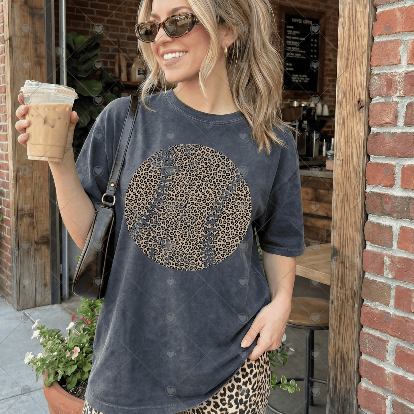 Distressed Leopard Print Baseball DTF Transfer