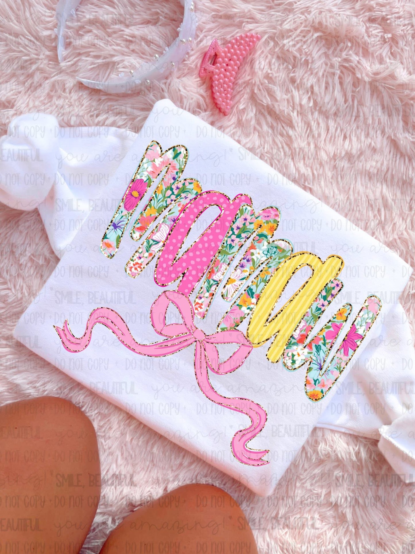 Mawmaw Floral w/ gold details & bow DTF Transfer