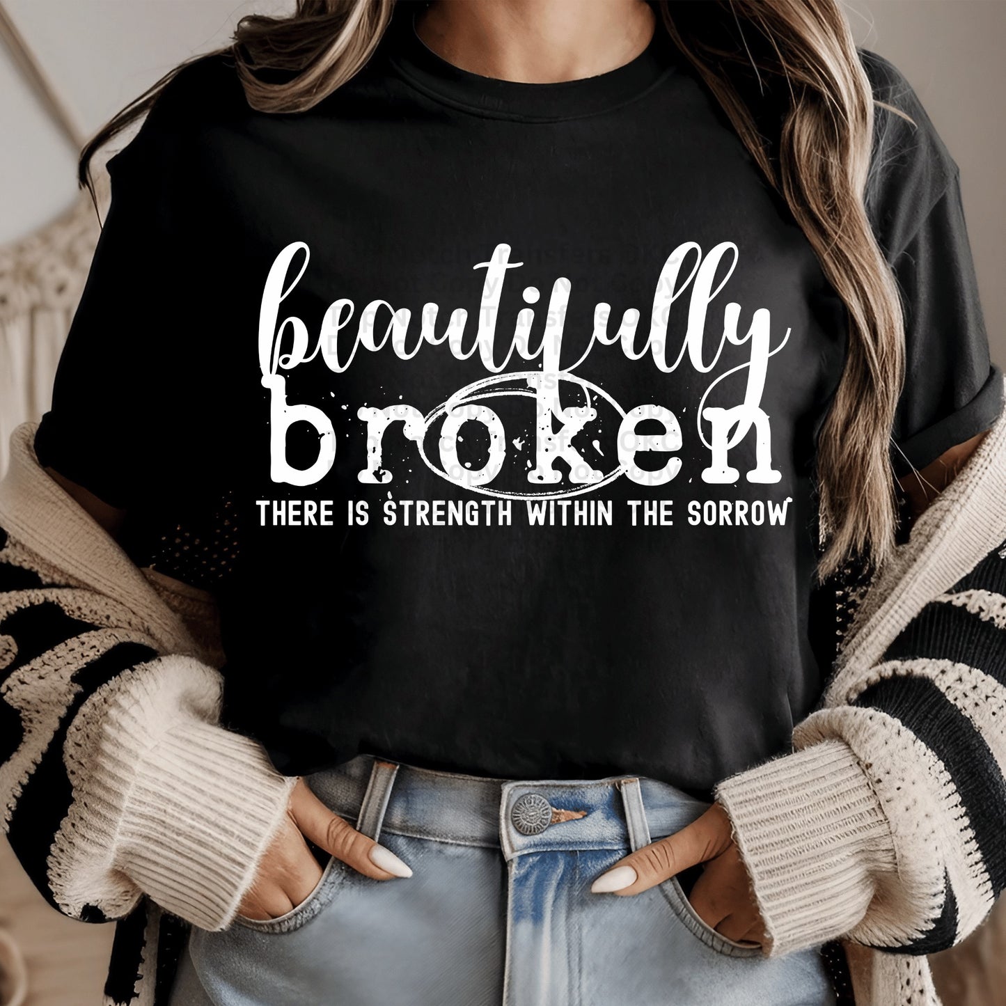 Beautifully Broken White DTF Transfer
