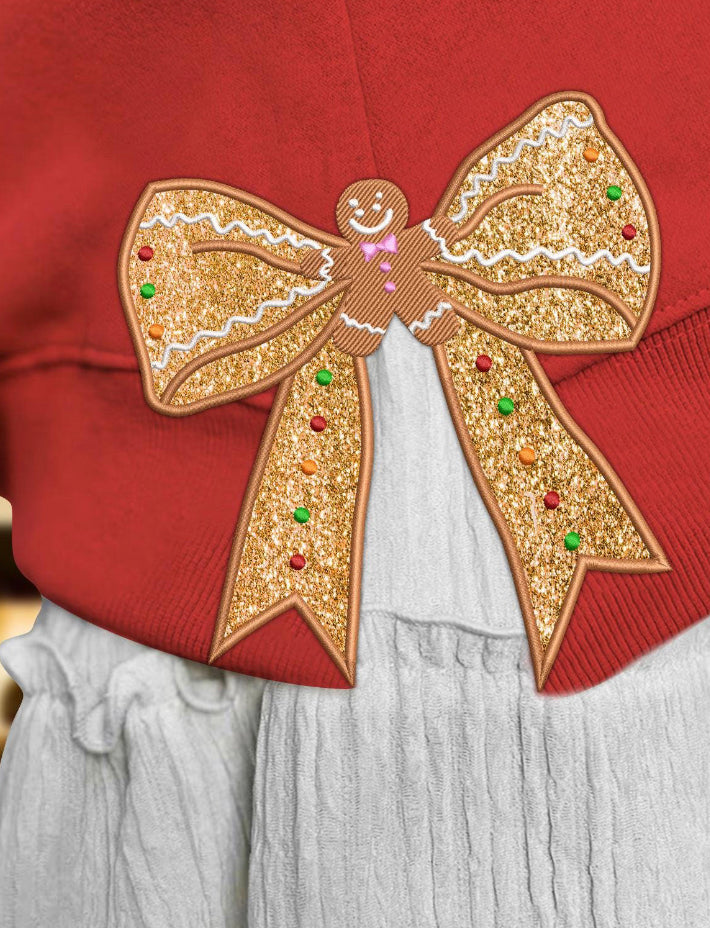 Gingerbread Man Bow Side Slit DTF Transfer