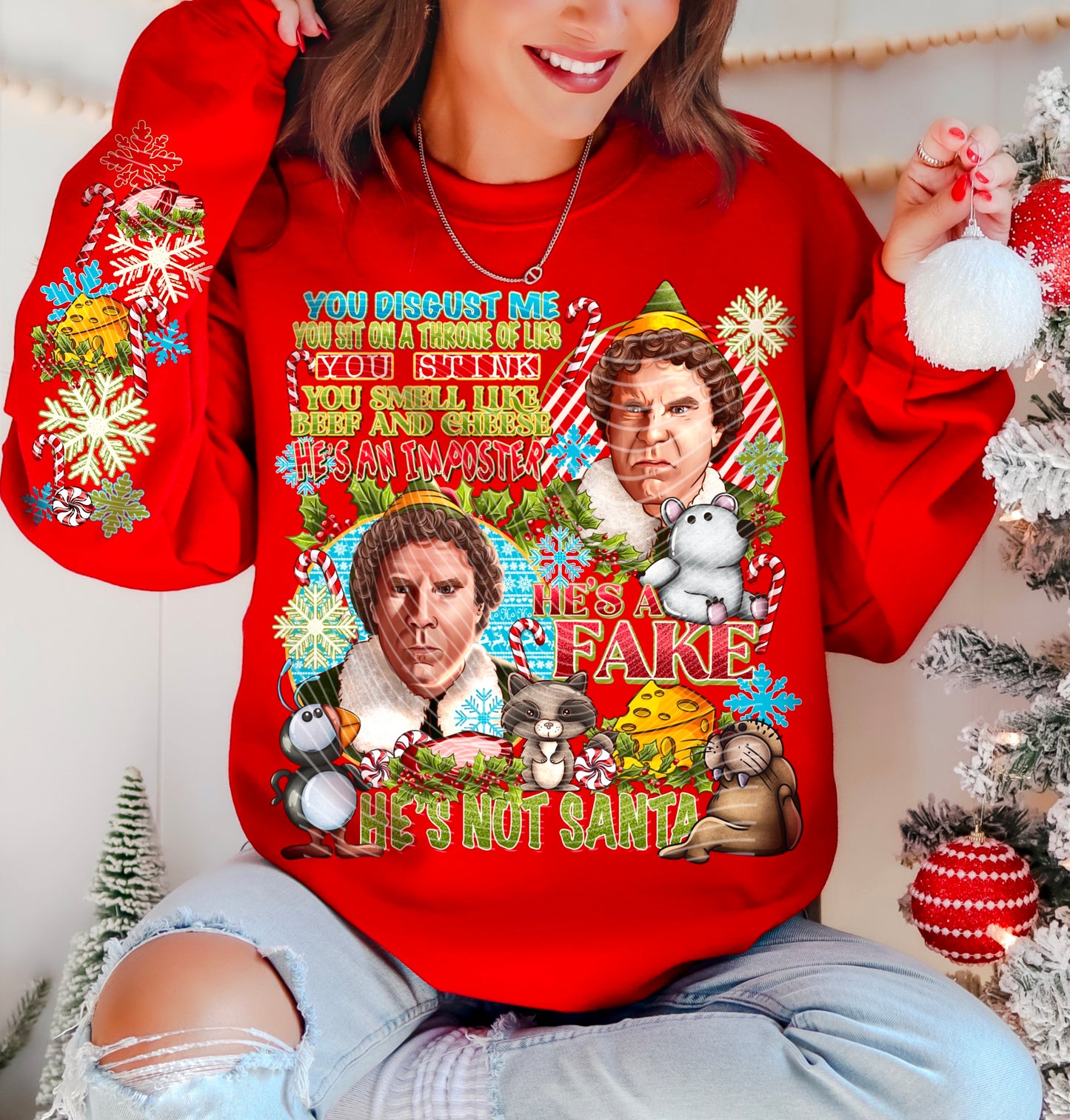 Elf He’s not Santa *Optional long sleeve design* DTF Transfer