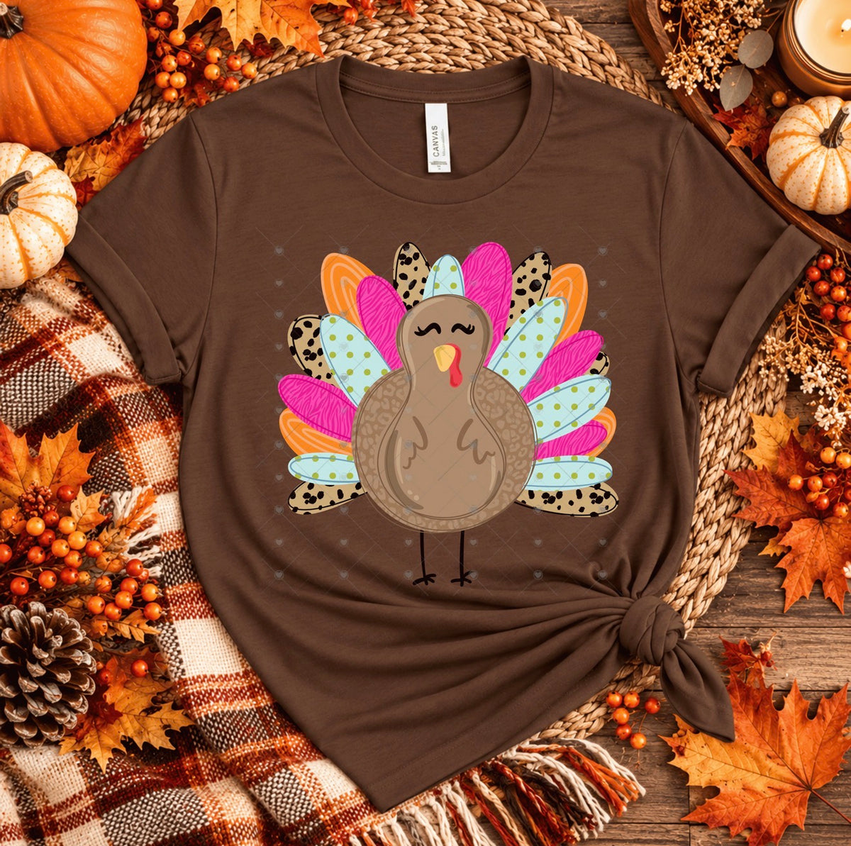 Turkey- Pink, Orange, Light Blue DTF Transfer