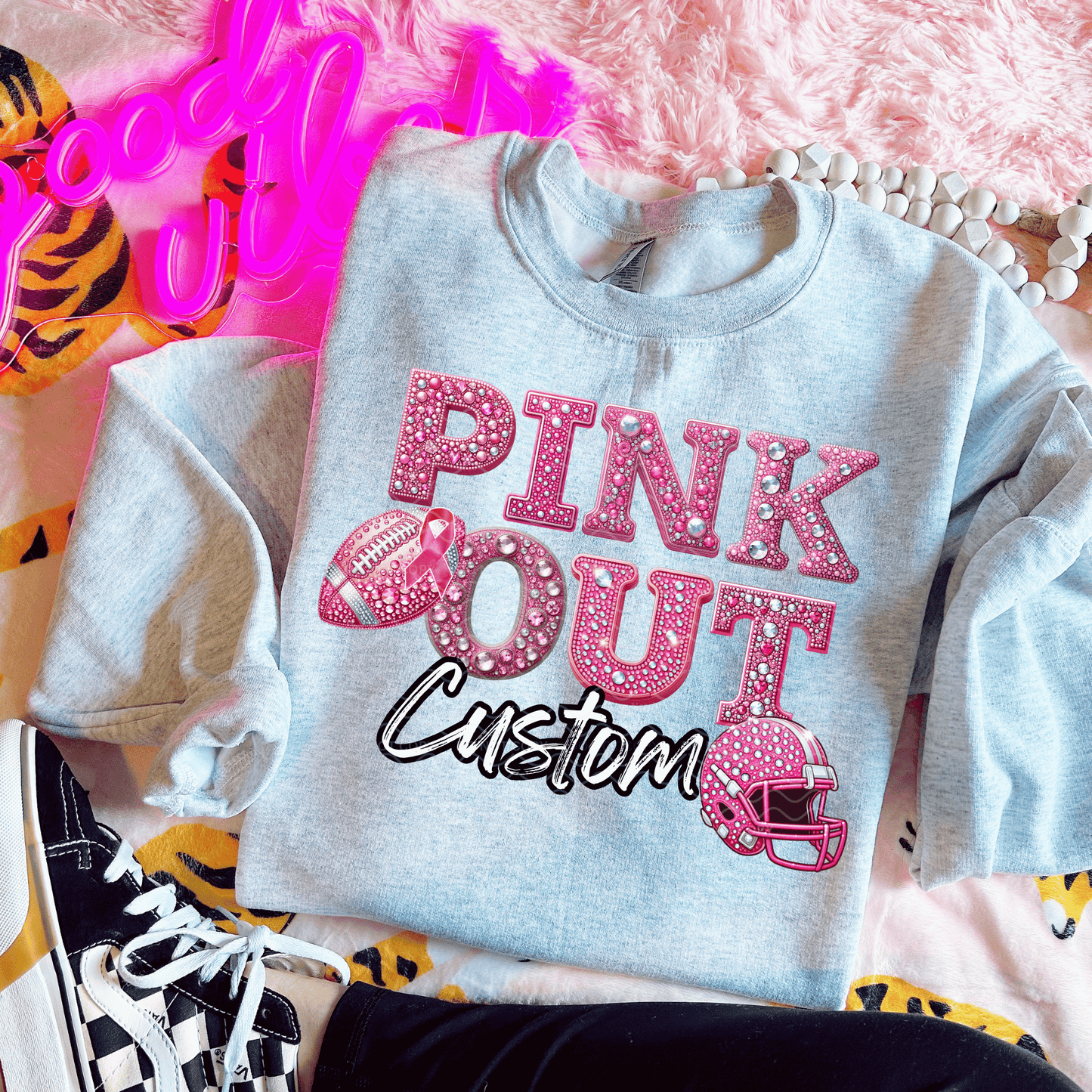 Pink Out Custom DTF Transfer*Leave Mascot name for custom in checkout notes*