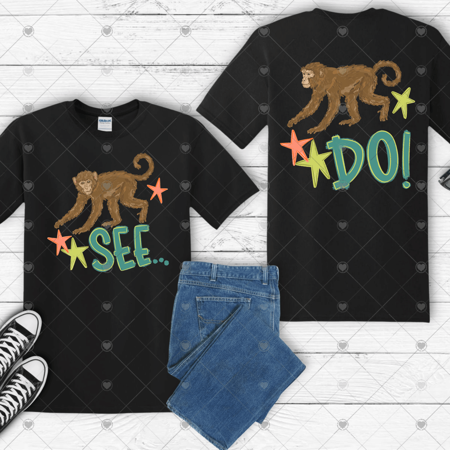 Boys Monkey See, Monkey Do Front & Back DTF Transfer (Copy)