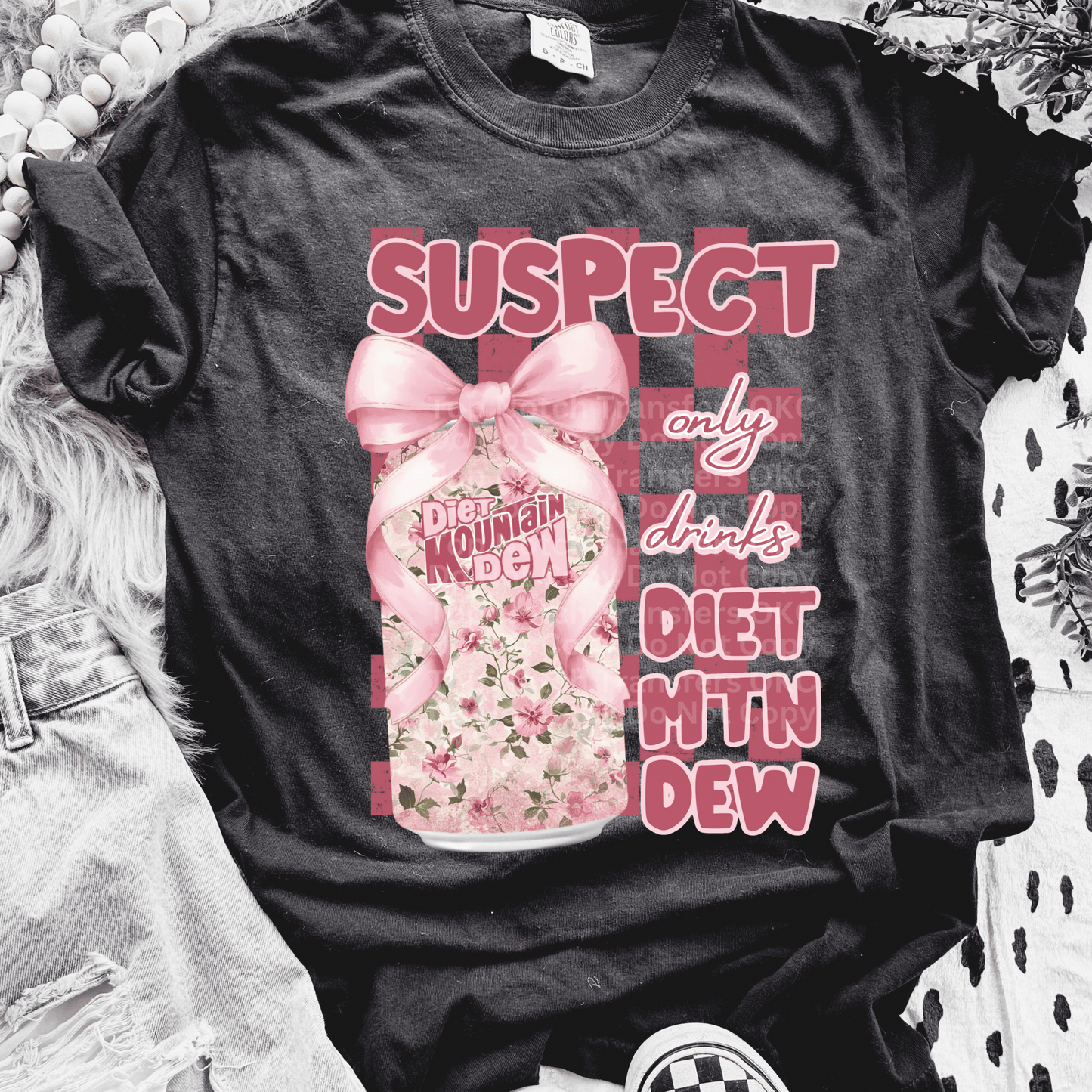 Suspect Only Drinks DMD DTF Transfer