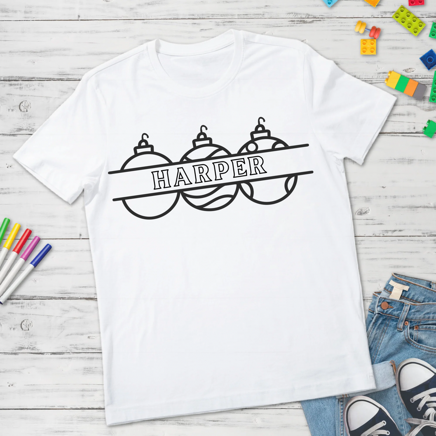 Christmas Ornaments Name coloring design DTF Transfer