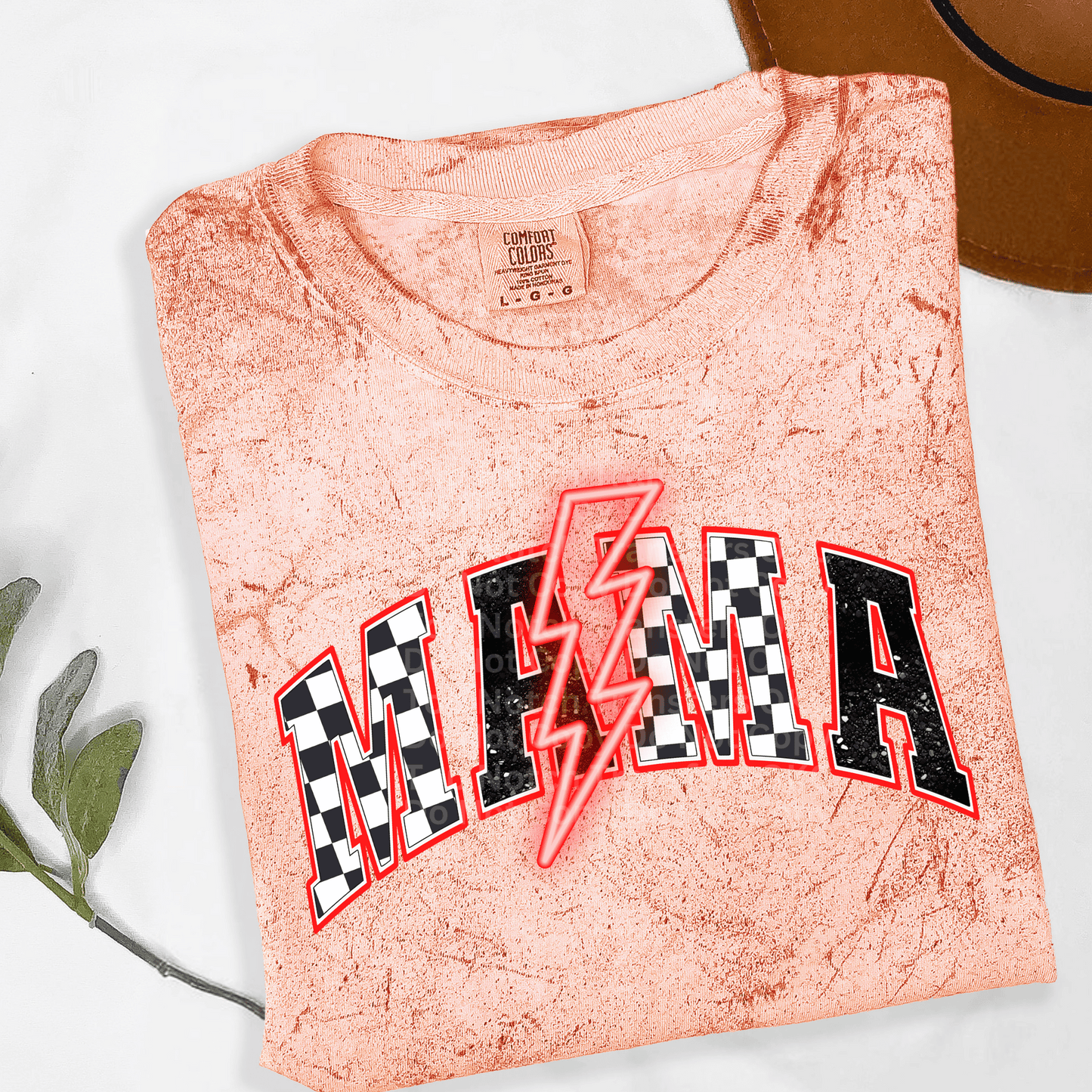 Checkered Mama Neon Red DTF Transfer