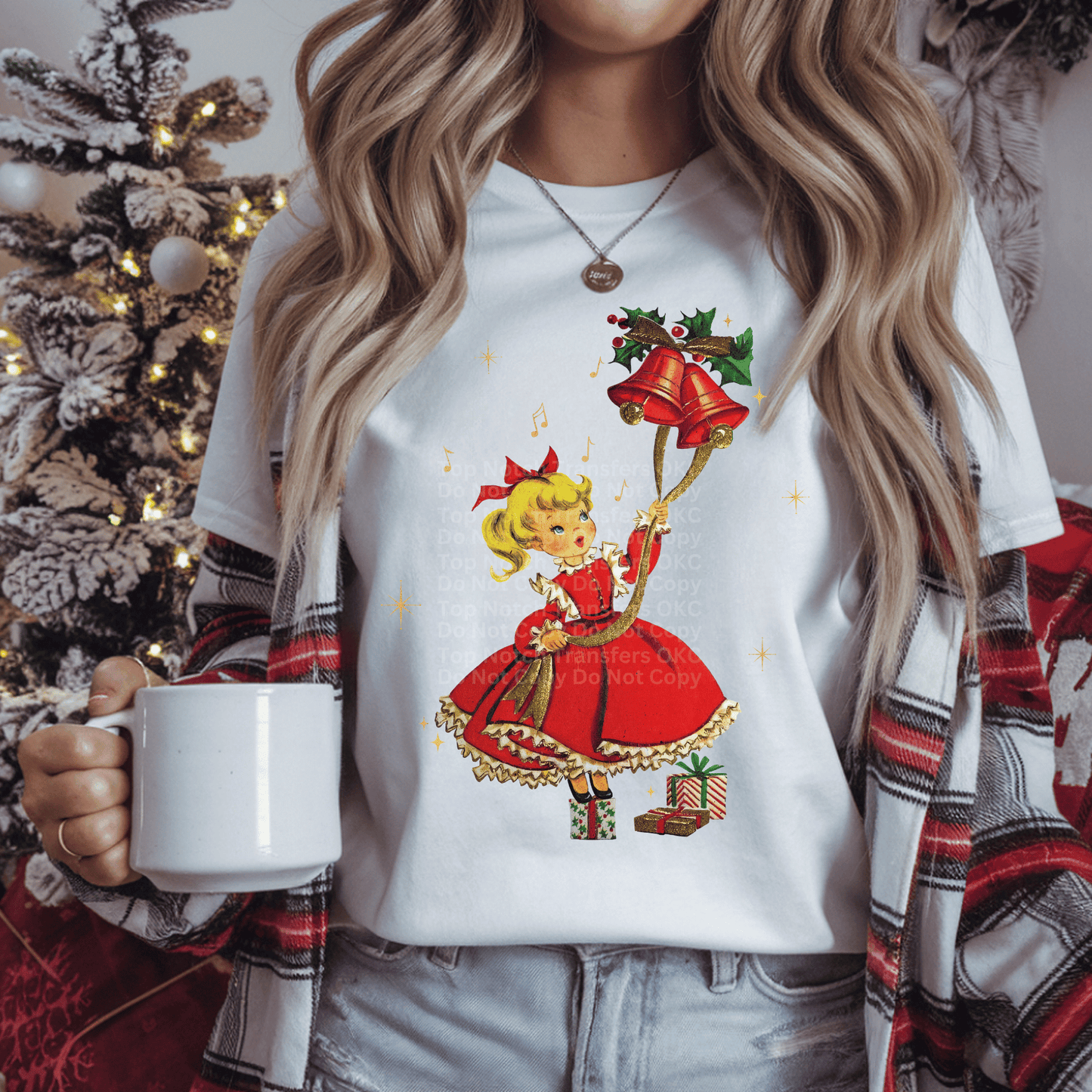 Girl Ringing Christmas Bells DTF Transfer