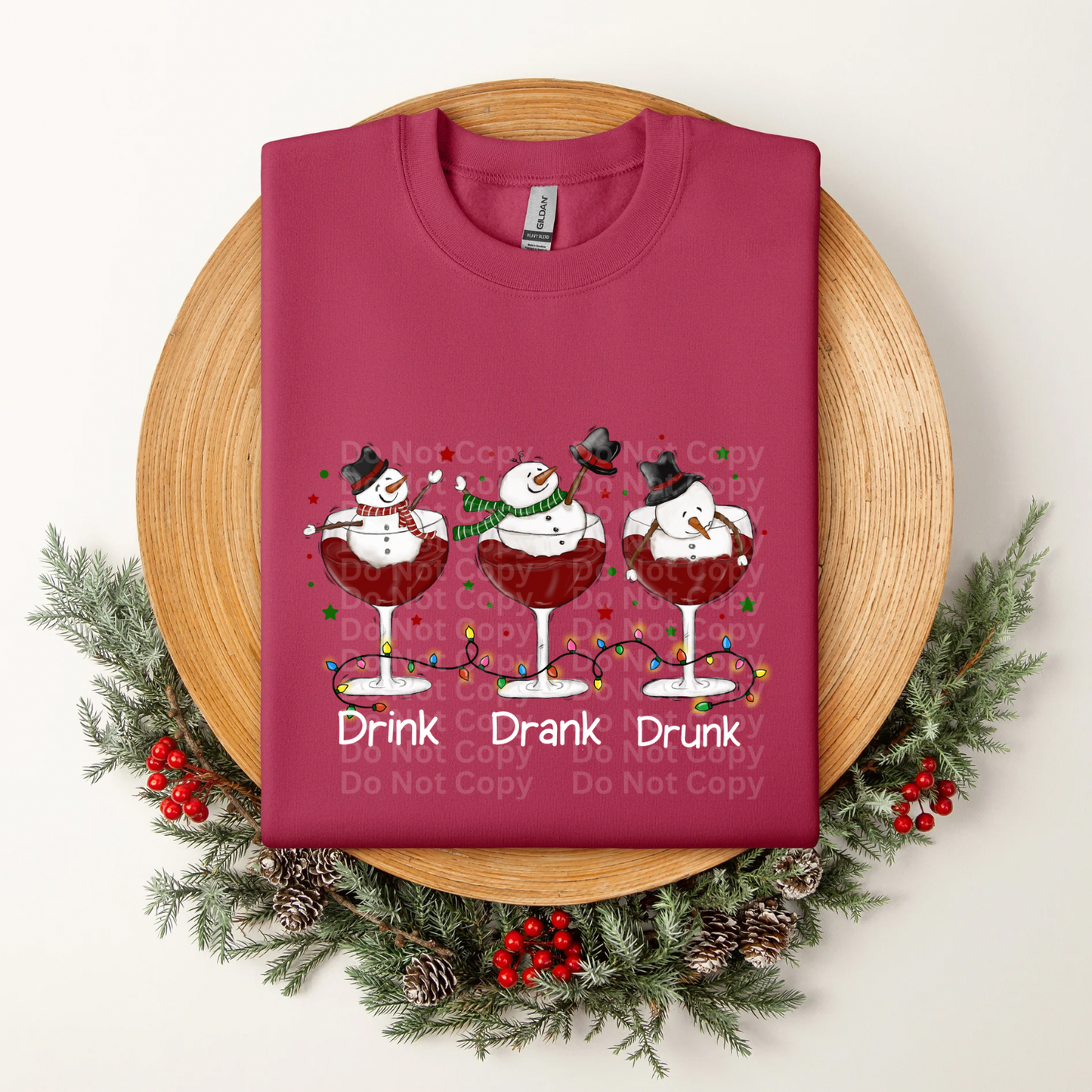 Drink Drank Drunk Wine Snowmen DTF Transfer