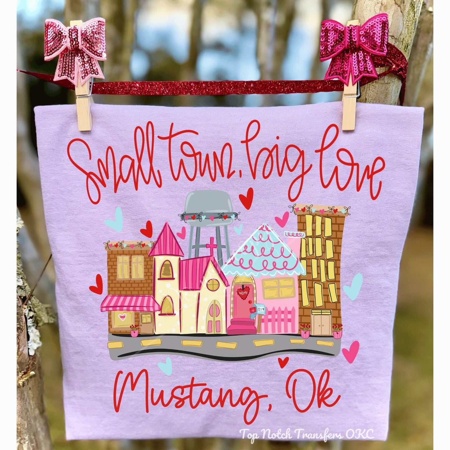 Custom Small Town w/ road Valentines DTF Transfer “Leave town name in checkout notes”