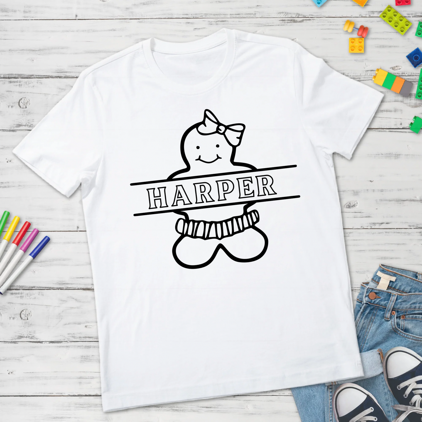 Girl Gingerbread Name coloring design DTF Transfer