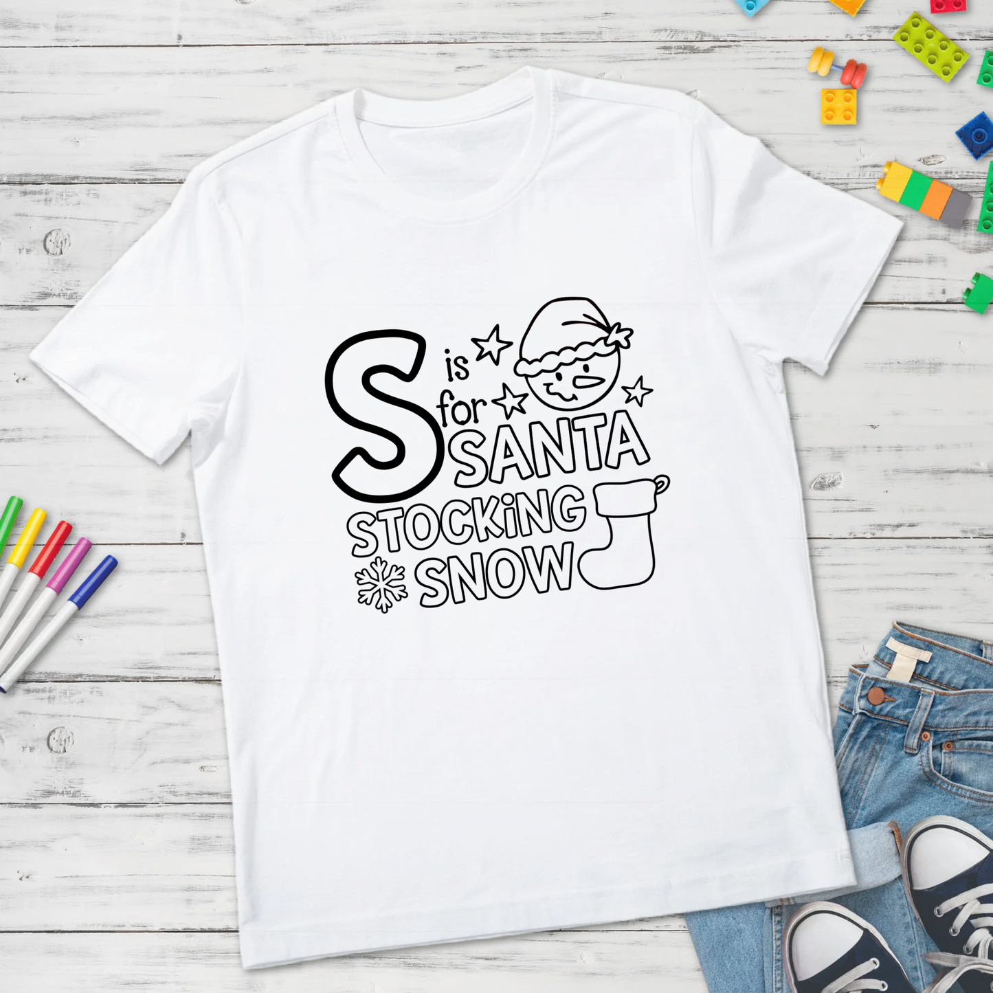S is For Santa Coloring design DTF Transfer