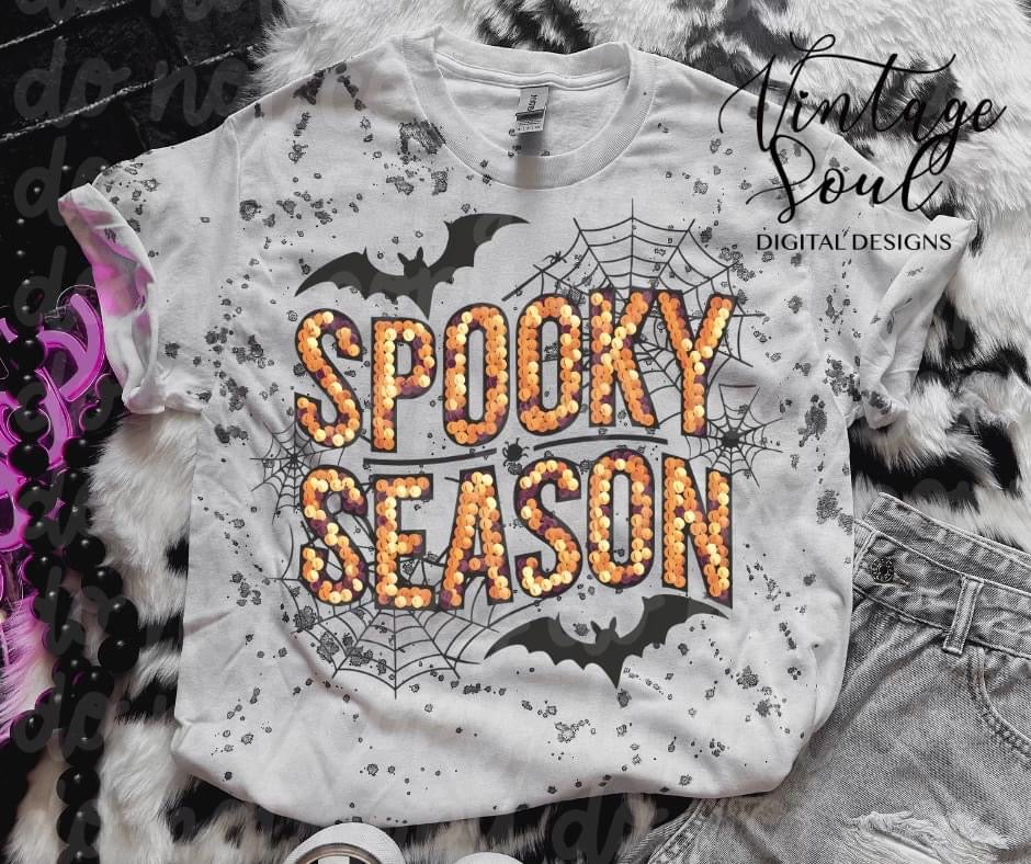 Spooky Season faux glitter DTF Transfer