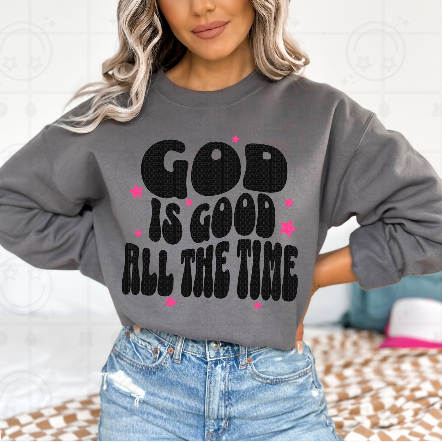 God Is Good All The Time With Stars DTF Transfer