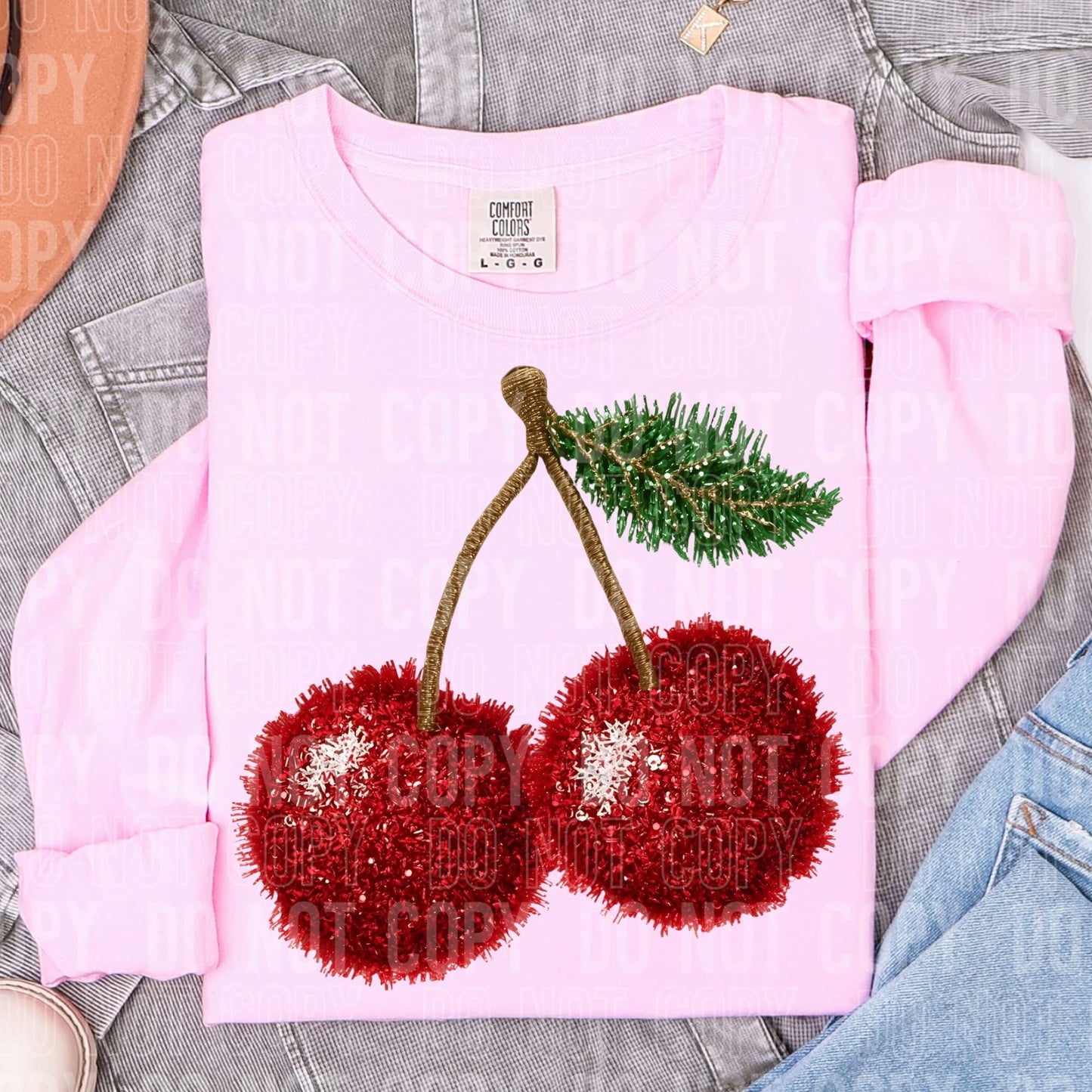 Red Cherries Faux DTF Transfer