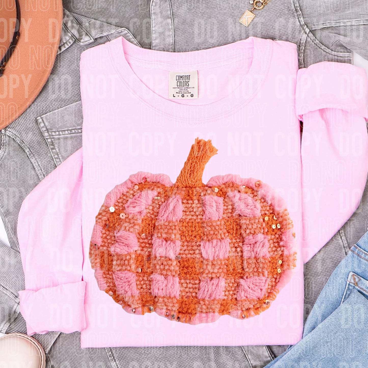 Checkered Fall Pumpkin DTF Transfer