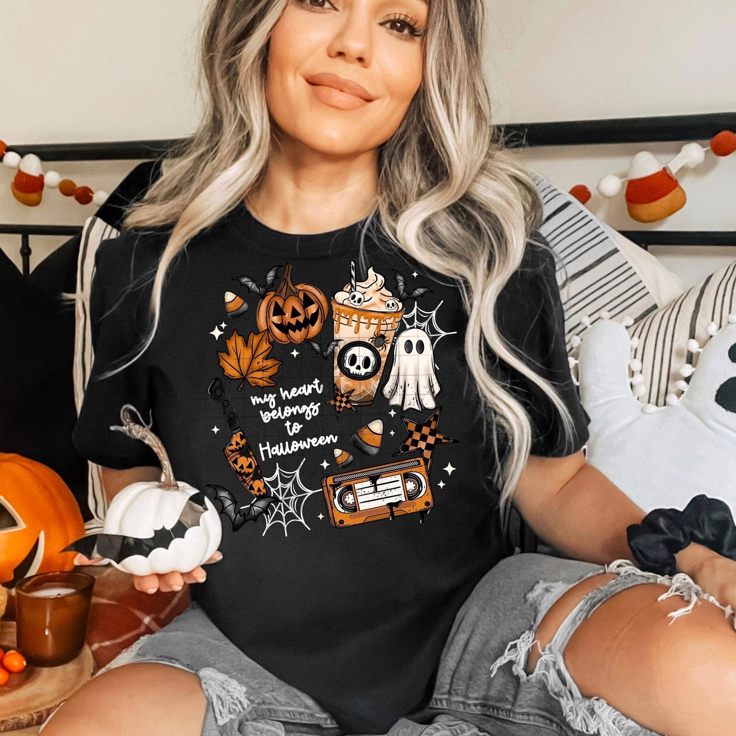 My Heart Belongs To Halloween / White - DTF Transfer