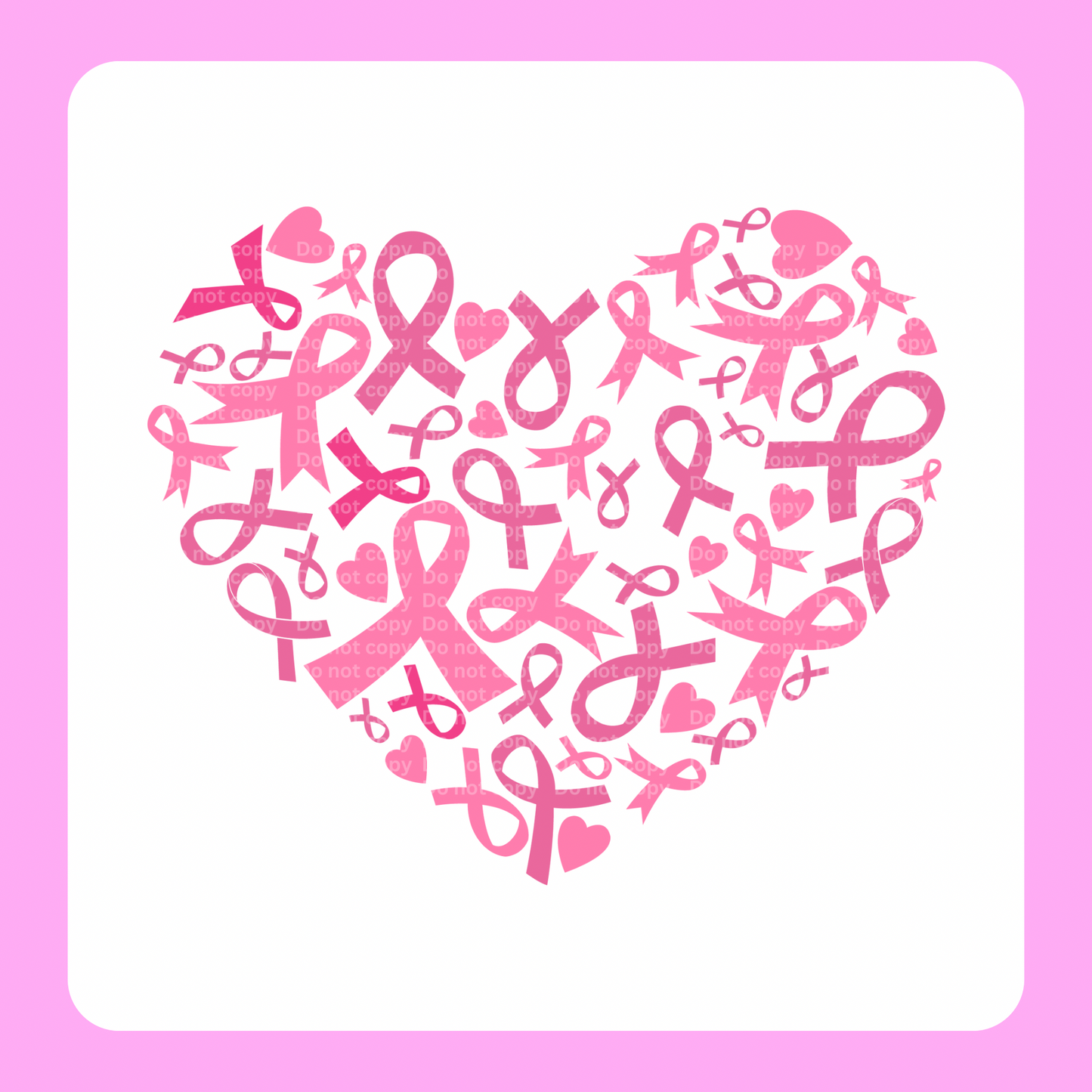Pink Ribbon Heart DTF Transfer