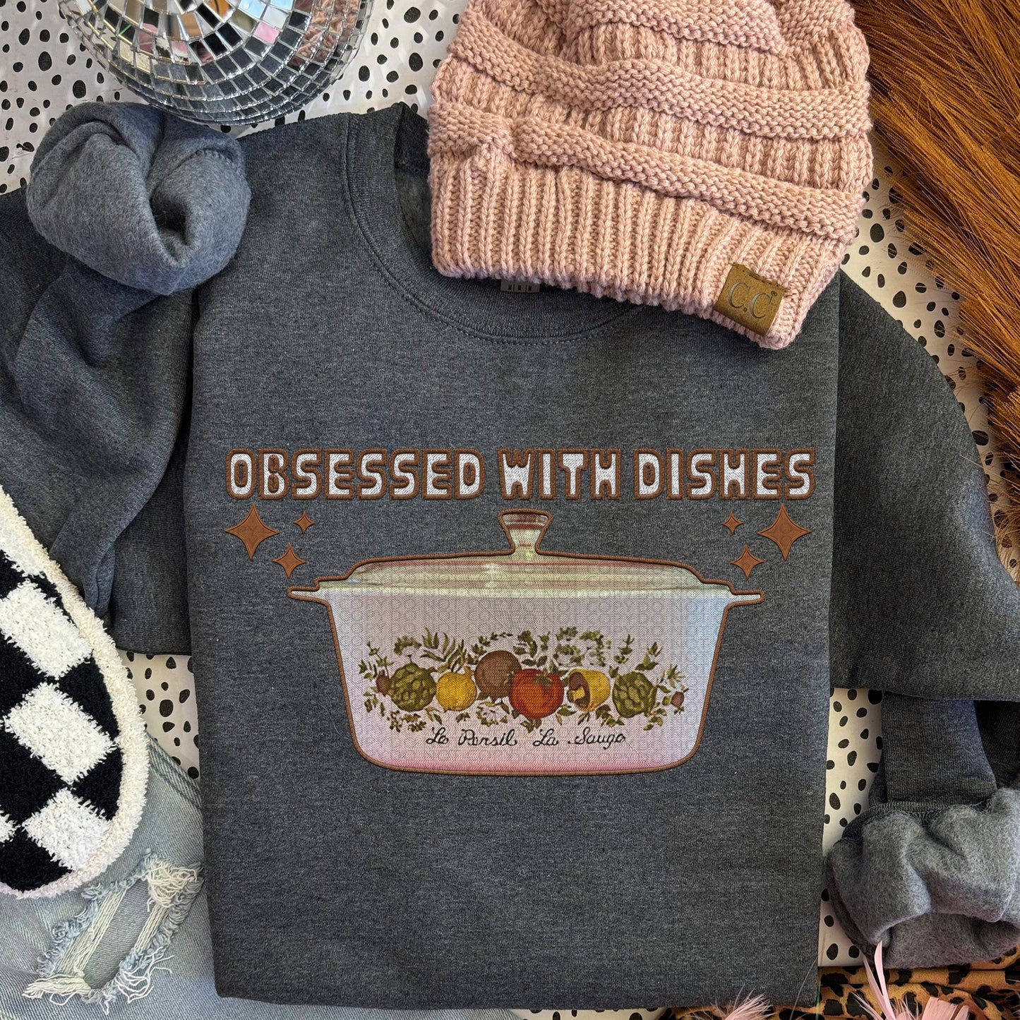 Obsessed With Dishes Brown DTF Transfer