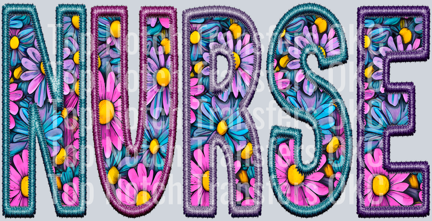 NURSE Floral Faux Embroidery