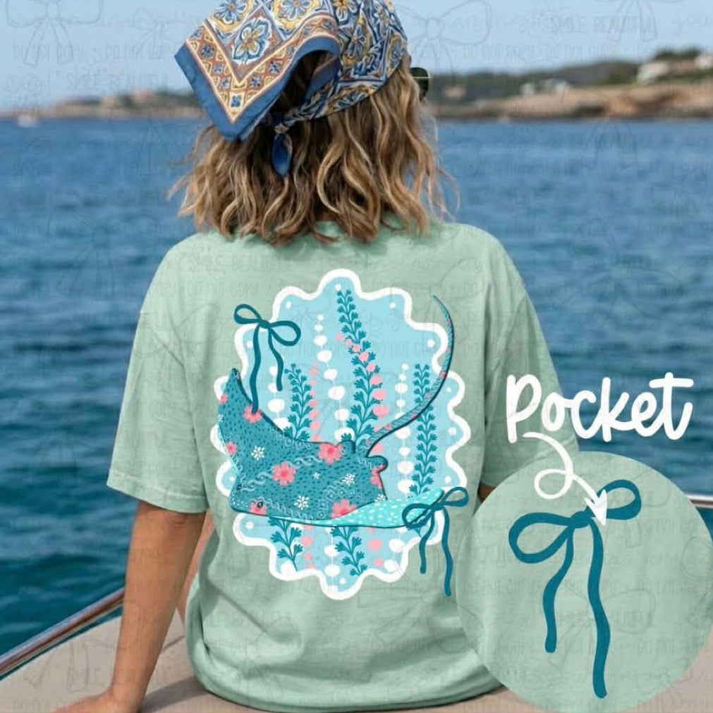 Stingray Back Design w/ Bow Pocket DTF Transfer