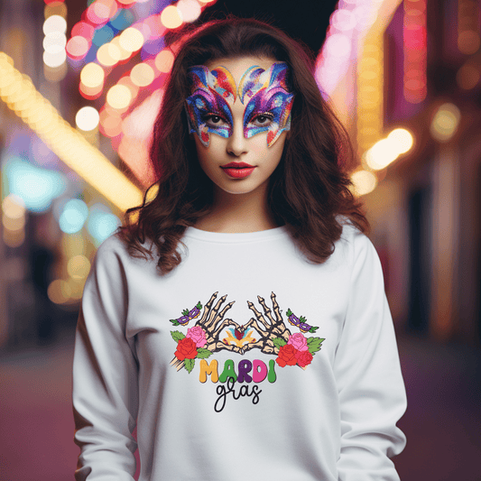 Mardi Gras Heart Hands DTF Transfer