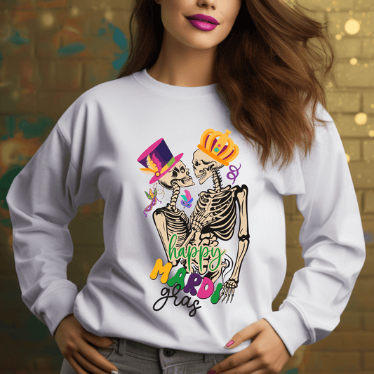 Happy Mardi Gras Skeletons DTF Transfer