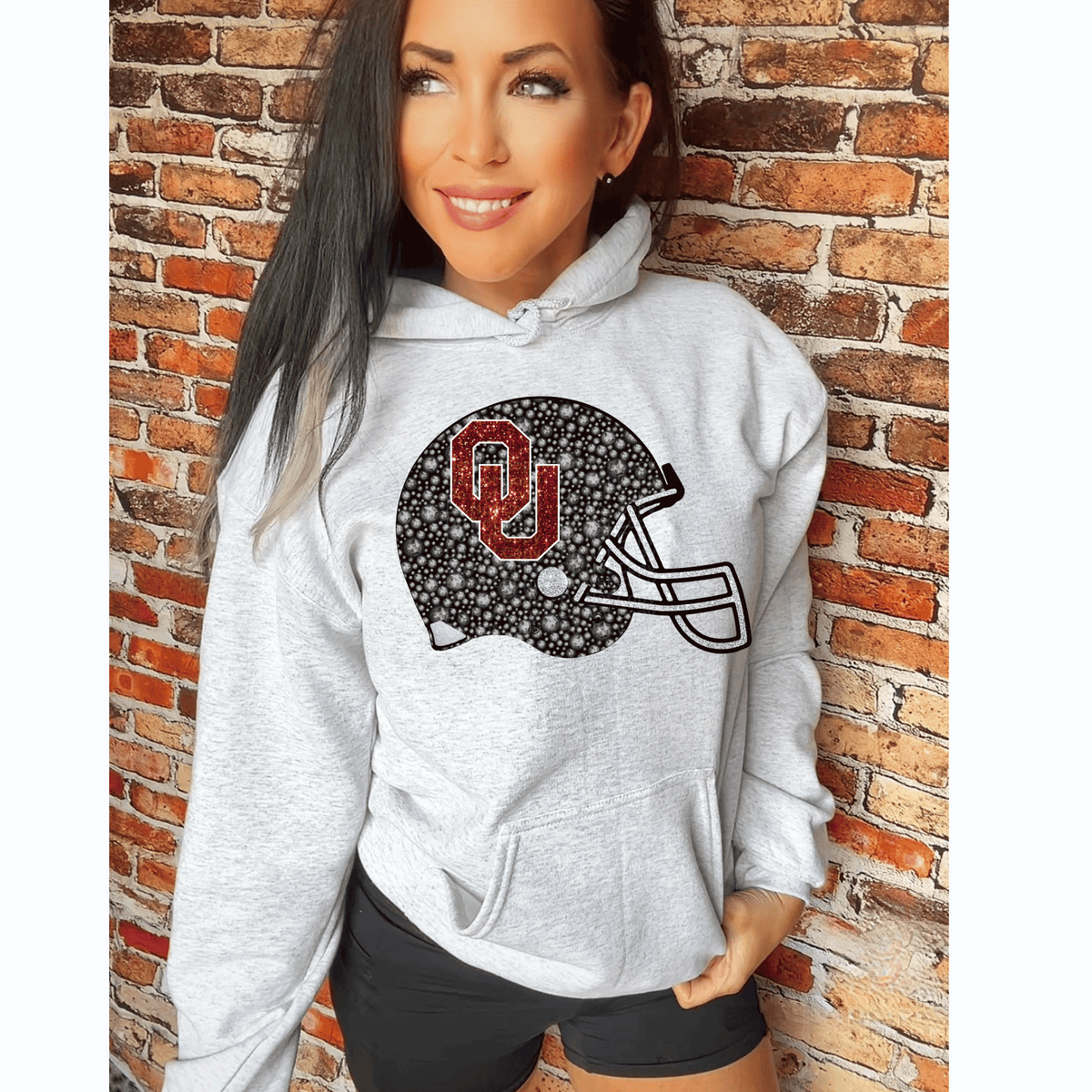 Oklahoma Football Faux Rhinestone Helmet 2 DTF Transfer