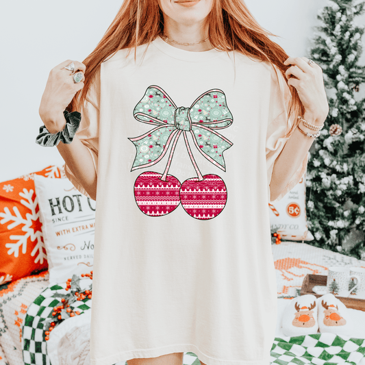 Christmas Sweater Cherries DTF Transfer