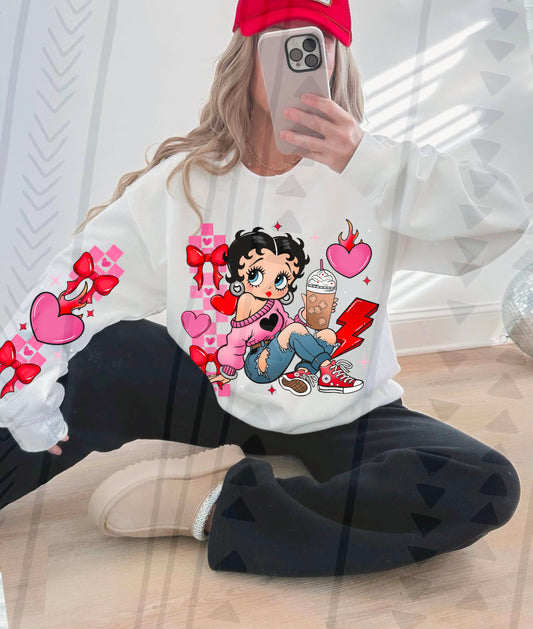 Valentines Betty  *Optional long sleeve design* DTF Transfer