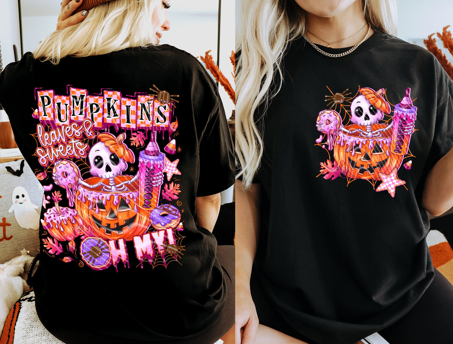 Pumpkins Leaves & Sweets *Optional long sleeve designs* DTF Transfer
