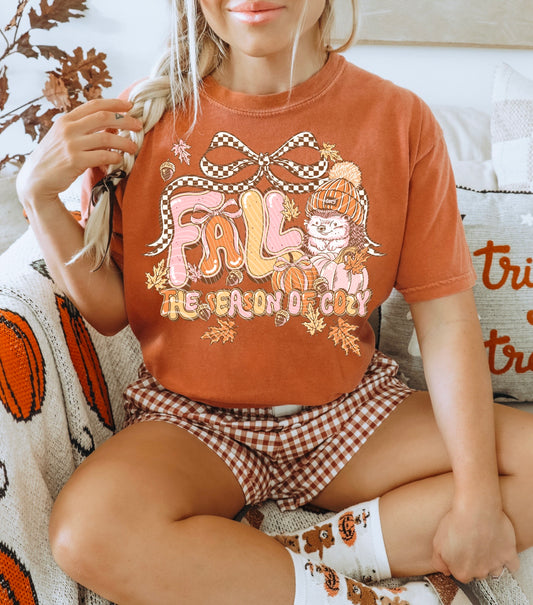 Fall The Season of Cozy *Optional long sleeve design* DTF Transfer
