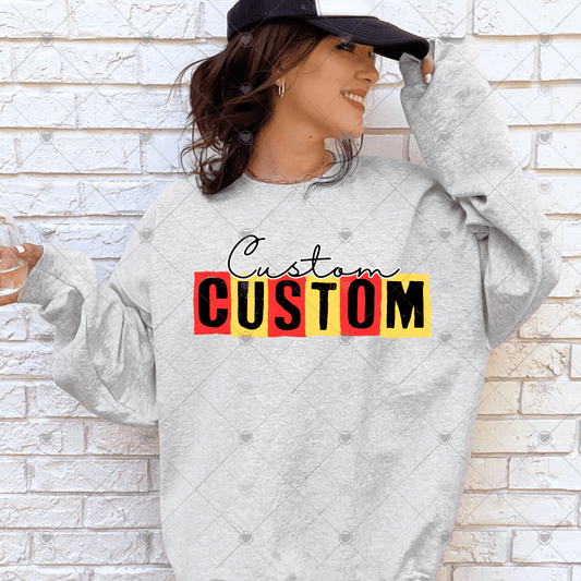 Custom Distressed Block Mascot DTF Transfer (*Put school/town name, mascot,2 block colors & text color/hex codes in checkout notes)