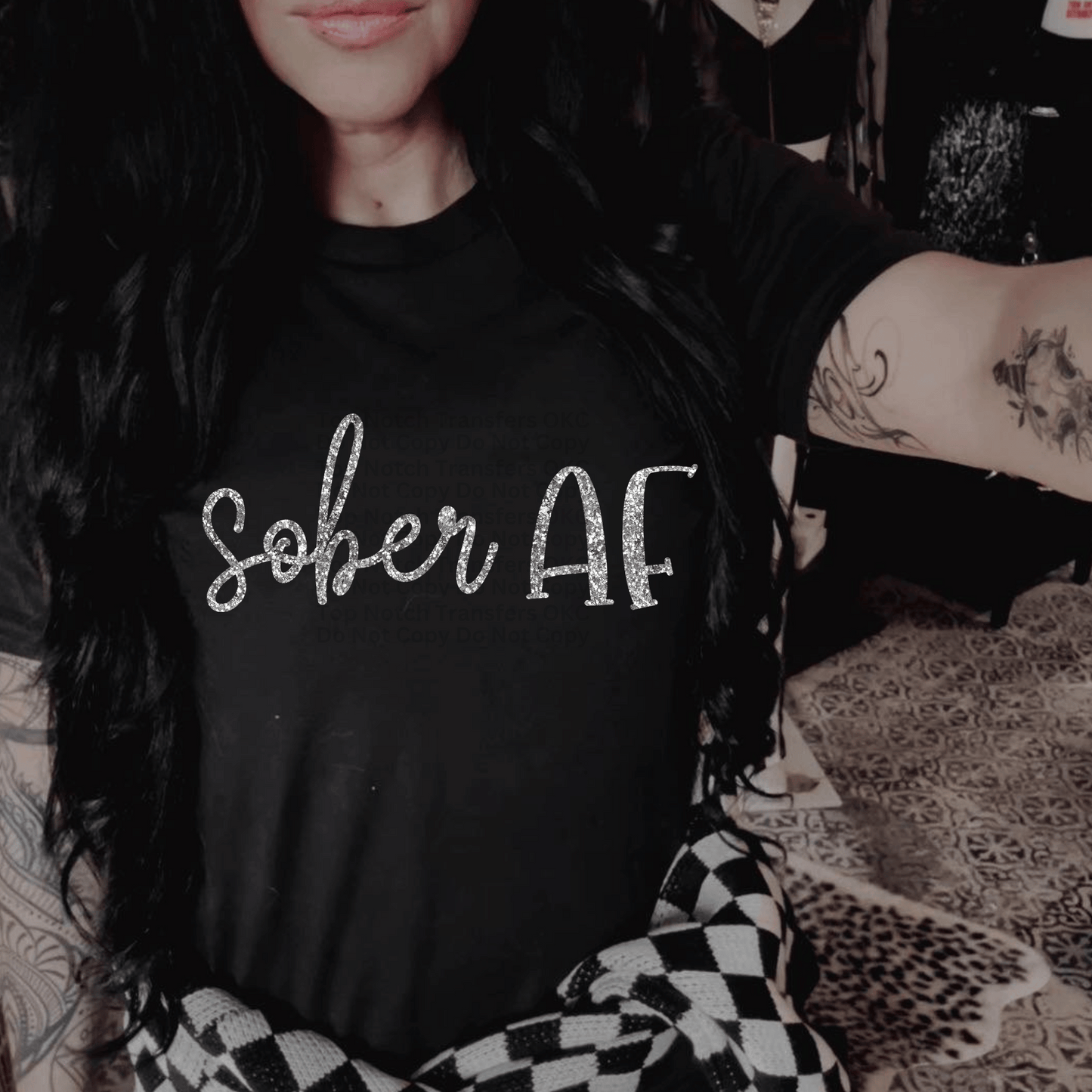 Sober AF Silver Faux Glitter DTF Transfer