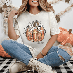 Give Thanks To the Lord for He Is Good. Pumpkin & Cross DTF Transfer