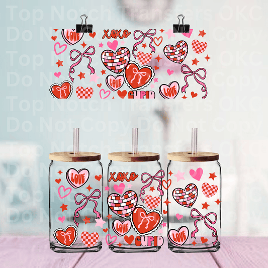 Xoxo Disco Hearts UV DTF 16 oz Cup Wrap *CSC 1125*