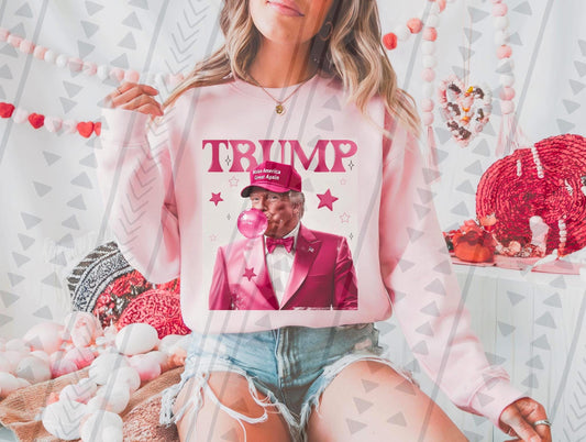 Trump blowing pink bubble DTF Transfer