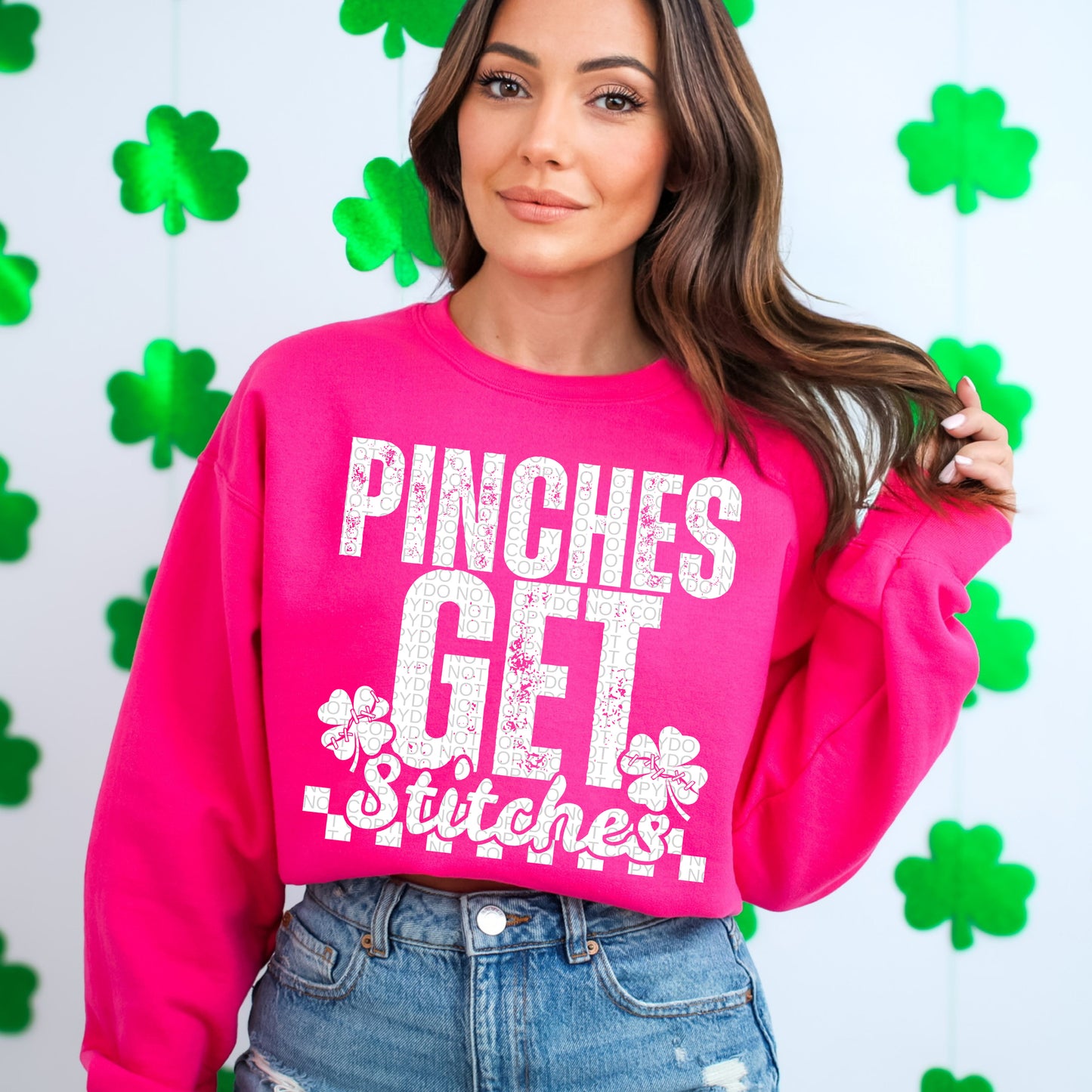 Pinches get stitches white DTF Transfer