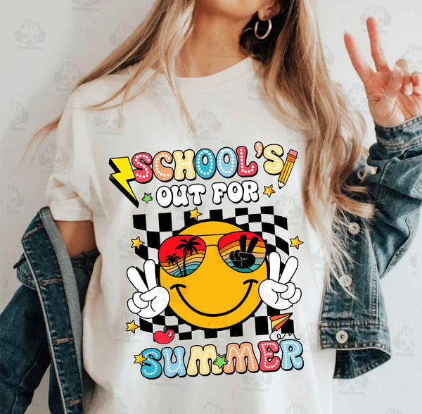 Retro Smiley Schools Out for the Summer DTF Transfer