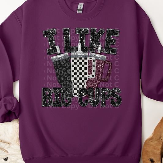 I like Big Cups Faux Sequins DTF Transfer