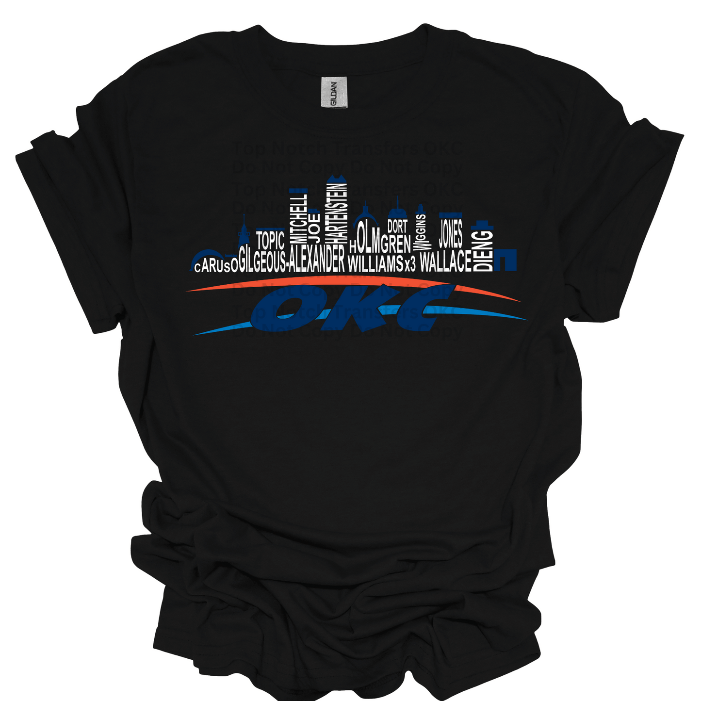OKC Skyline Names DTF Transfer