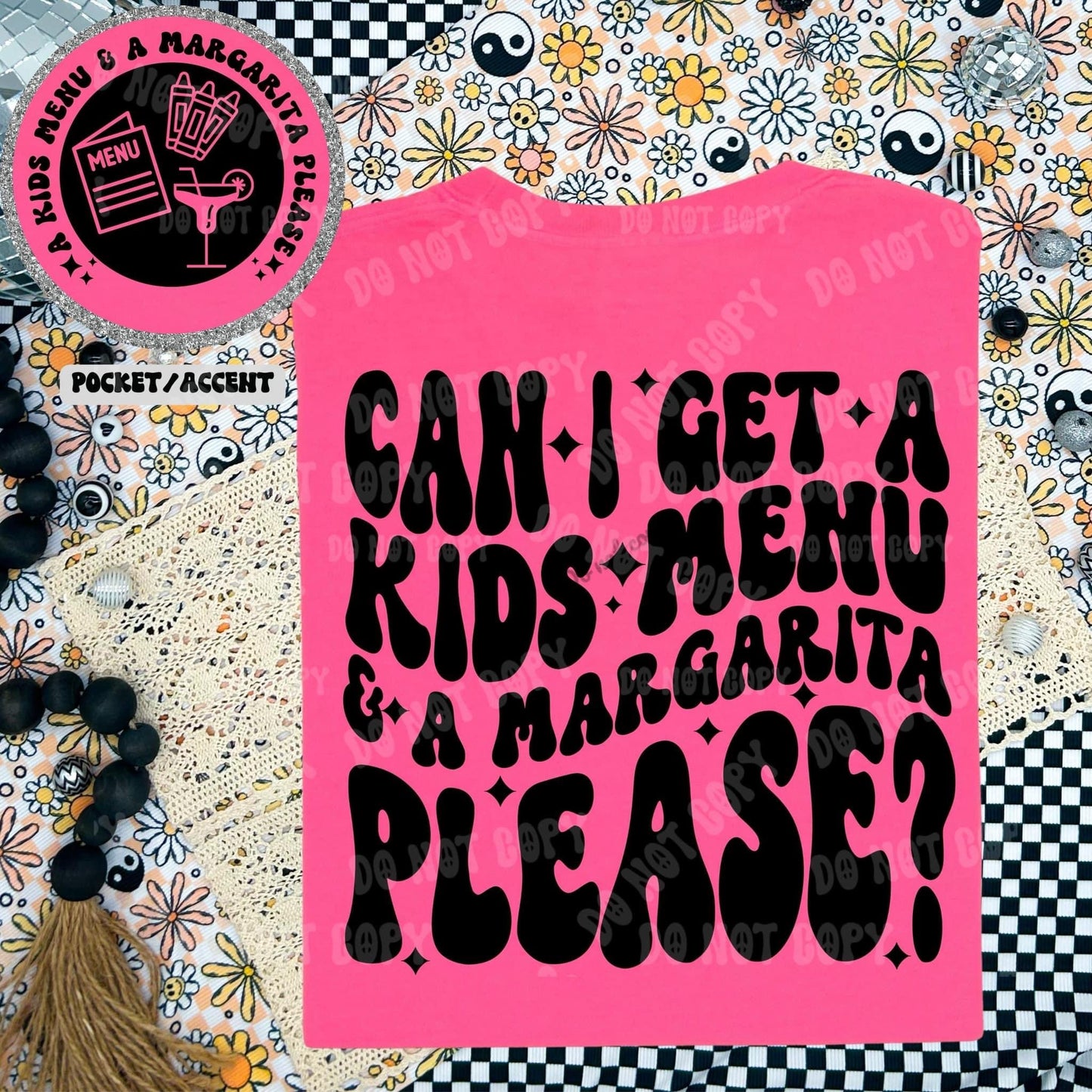 Kids Menu & Margarita DTF Transfer