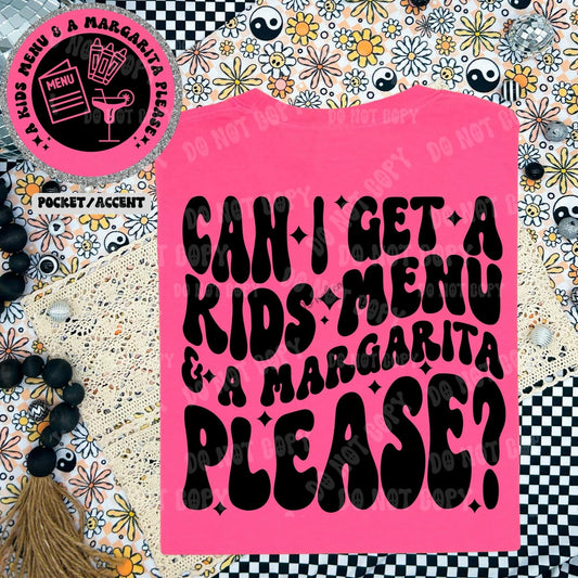 Kids Menu & Margarita DTF Transfer