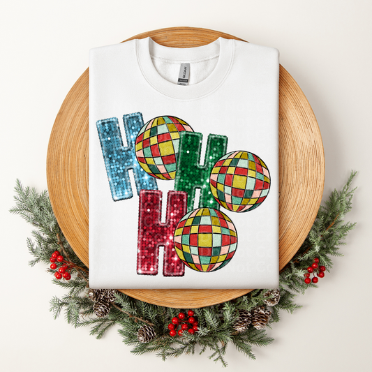 Ho Ho Ho Disco Balls DTF Transfer