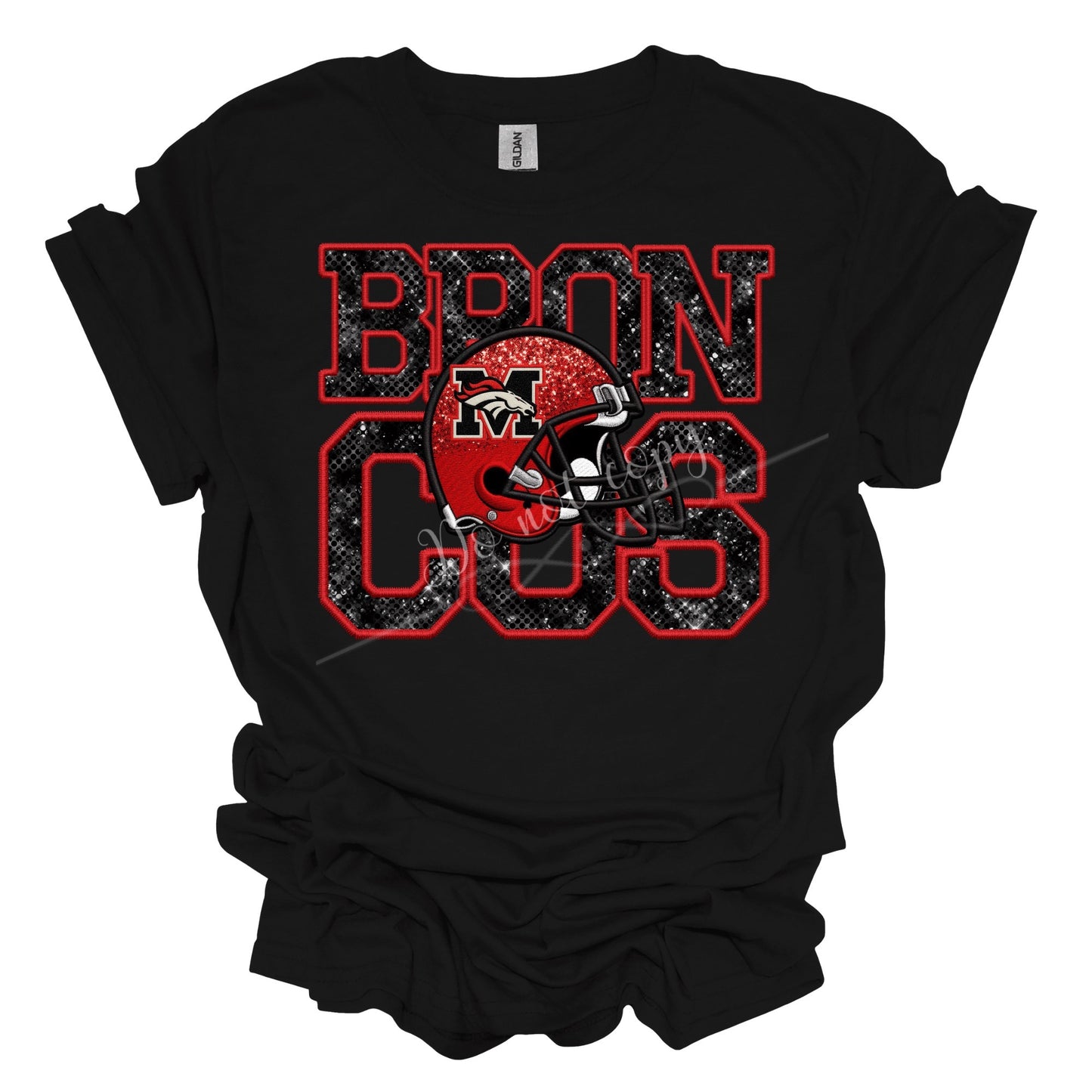 Mustang Broncos Faux Embroidery T-Shirt