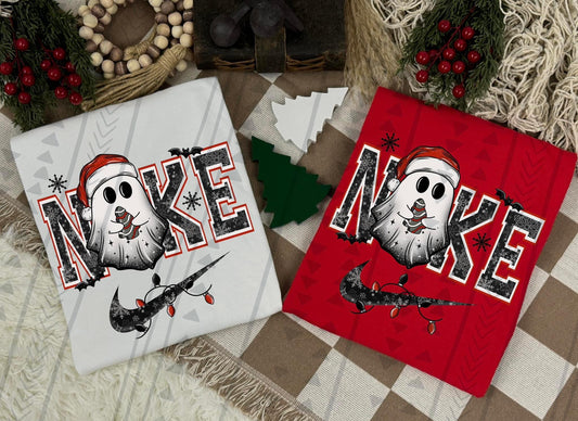 Christmas Ghost holding Christmas tree cake DTF Transfer