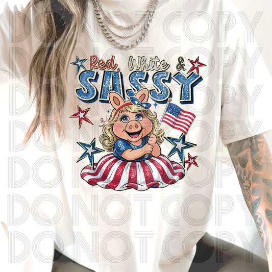 Red, White_Sassy DTF Transfer