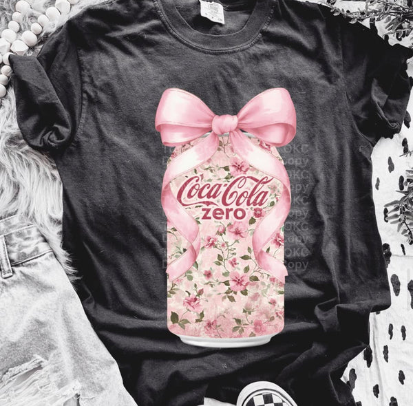 Coke Zero Floral w/ pink bow DTF Transfer