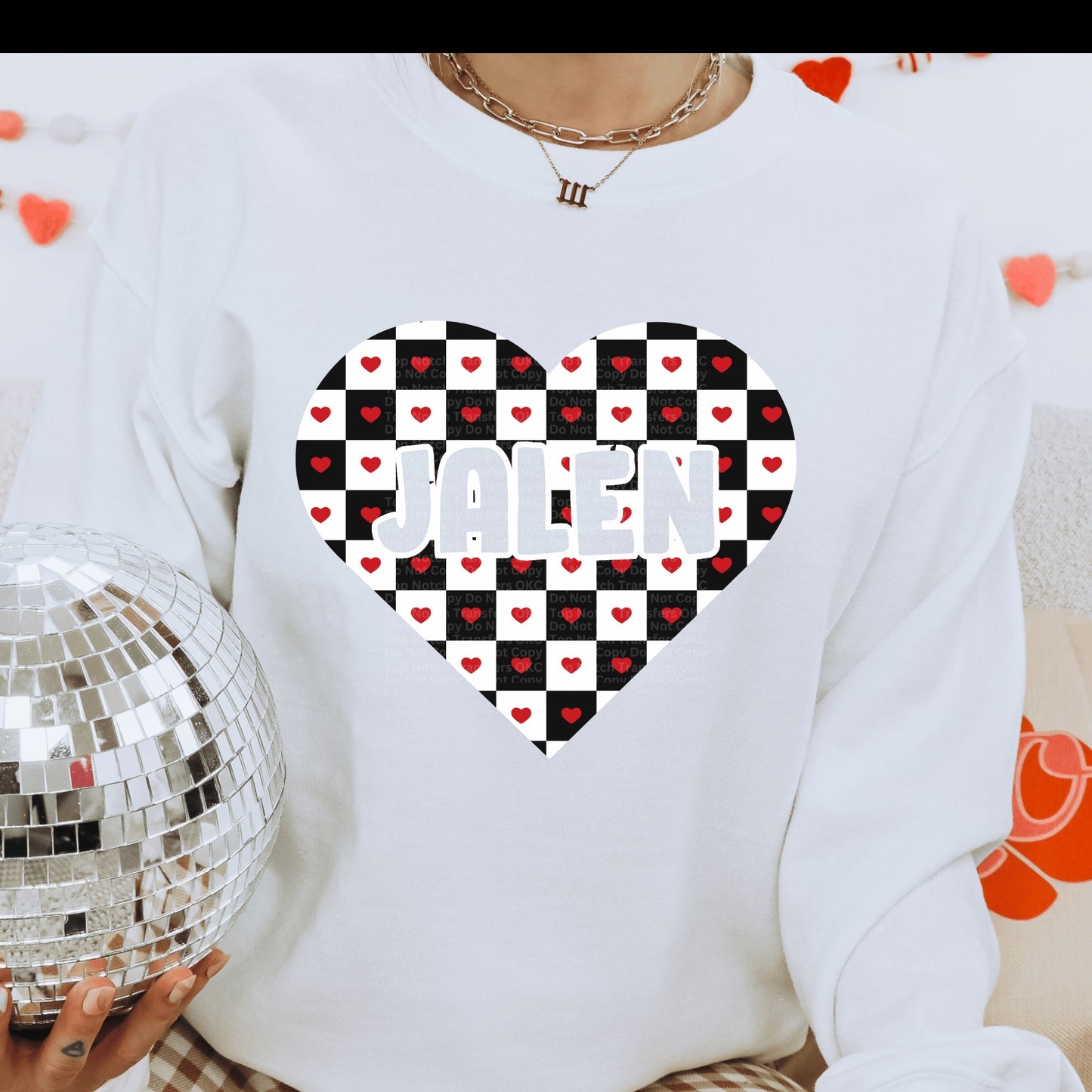 Custom Valentine’s Heart w/ Name Cutout Design 5 DTF Transfer
